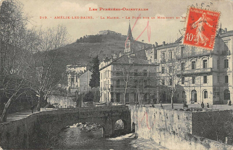 Carte postale ancienne Amelie Les Bains Le Pont Sur Le Mondony à Ur