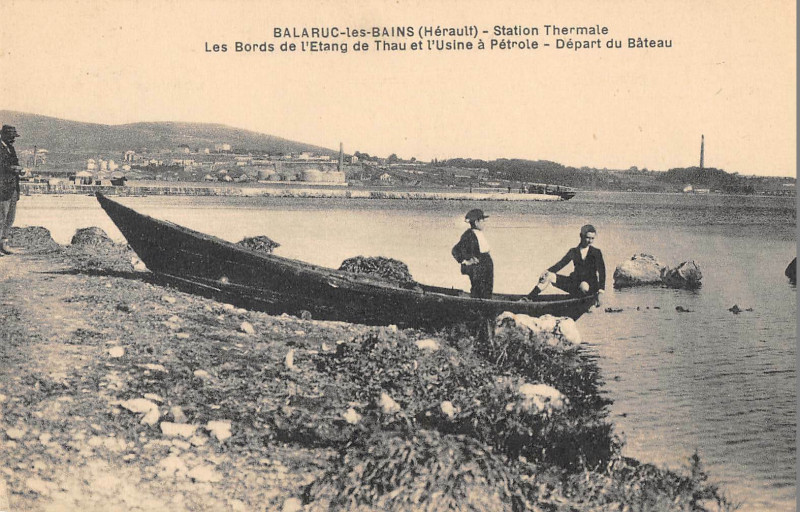Carte postale ancienne Balaruc Les Bains Les Bords De L'Teang De Thau Usine A Petrole Depart à Balaruc-les-Bains
