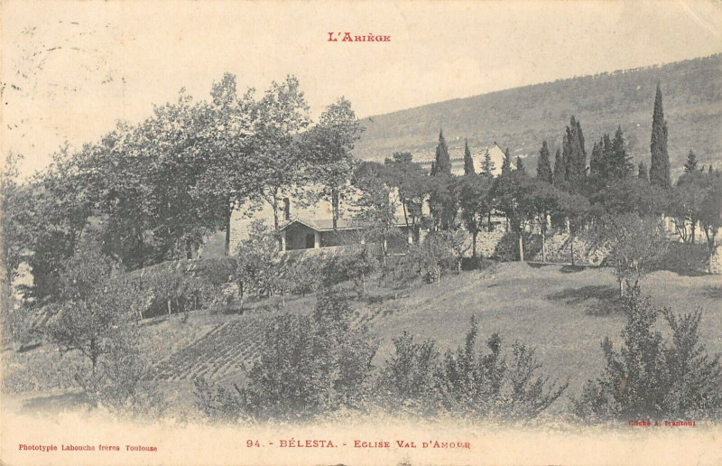 Carte postale ancienne Belesta Eglise Val D'Amour à Bélesta