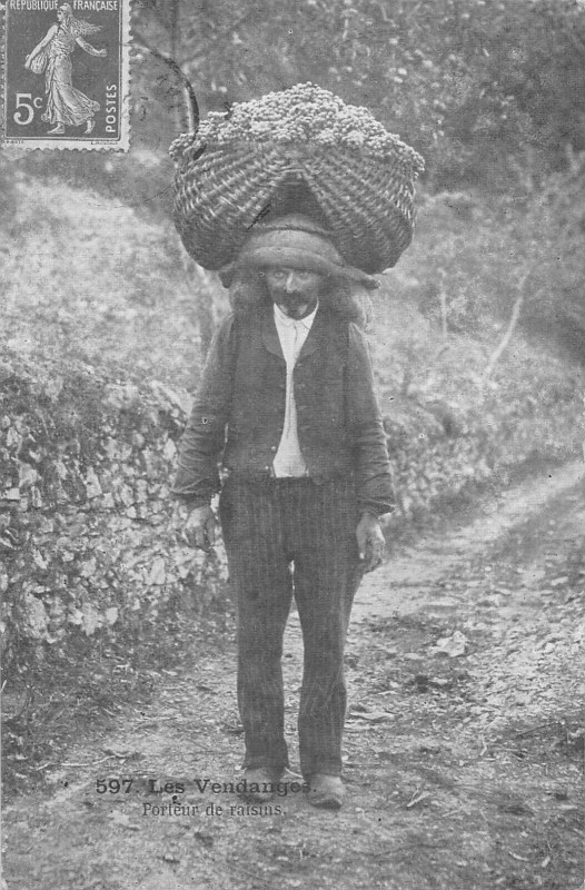 Carte postale ancienne Les Vendanges Porteur De Raisin Aveyron