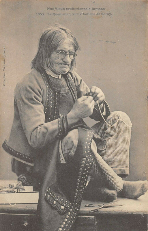 Carte postale ancienne Nos Vieux Professionnels Bretons Le Quemener Vieux Tailleur De Coray à Coray