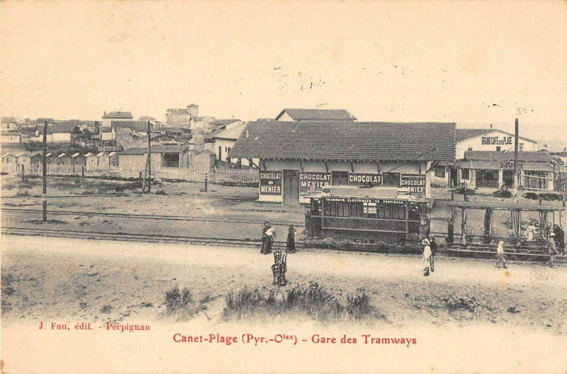 Carte postale ancienne Canet Plage Gare Des Tramways (cliché pas courant à Ur