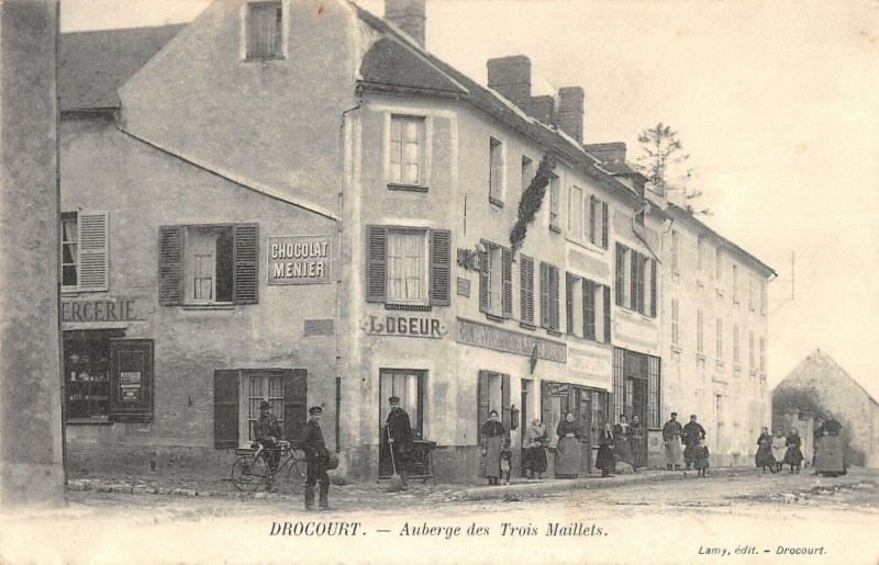 Carte postale ancienne Drocourt Auberge Des 3 Maillets à Drocourt