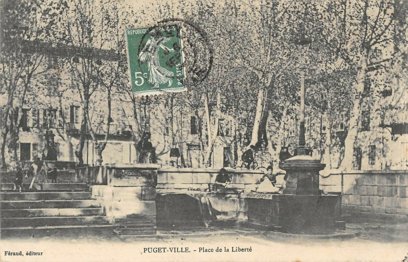 Carte postale ancienne Puget Ville Place De La Liberte à Puget-Ville