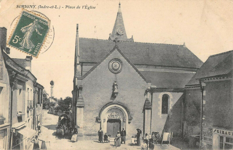 Carte postale ancienne Sorigny Place De L'Eglise à Sorigny