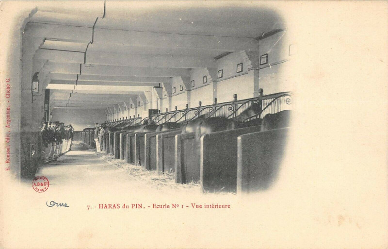 Carte postale ancienne Le Haras Du Pin Ecurie N°1 Vue Interieure à Ri