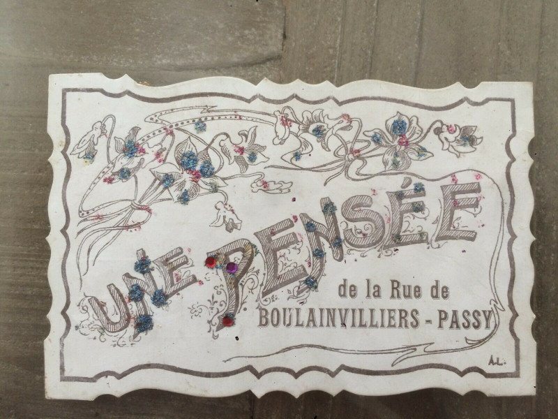 Carte postale ancienne Une Pensée de la Rue de Boulainvilliers - Passy à Paris 16e