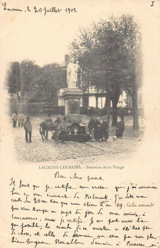 Carte postale ancienne Lacaune Les Bains Fontaine De La Vierge à Lacaune