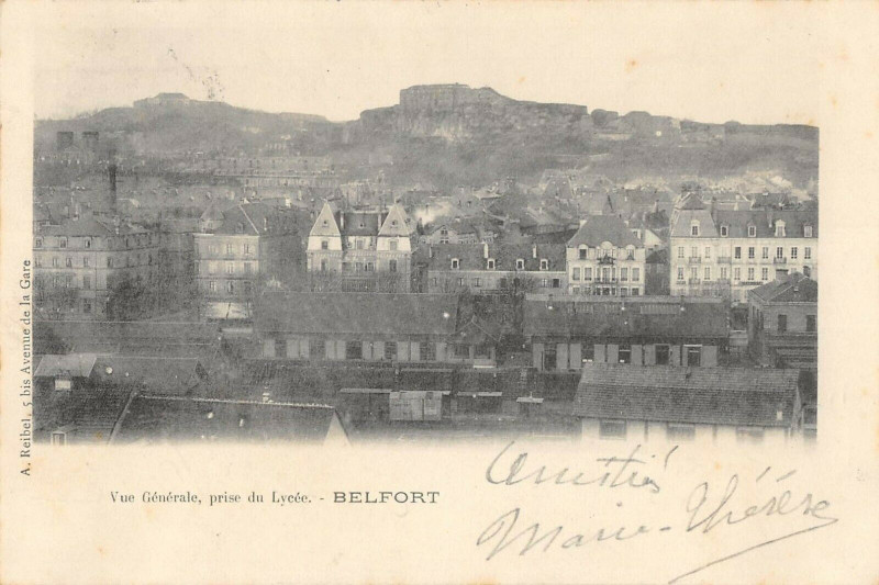 Carte postale ancienne Vue Generale Prise Du Lycee Belfort à Belfort