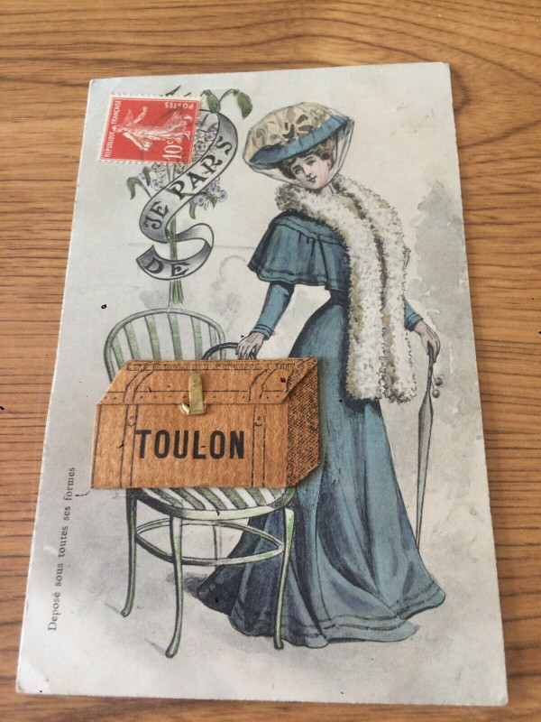 Carte postale ancienne Toulon Superbe Cpa A Systeme De Depliant Je Pars De Toulon à Toulon