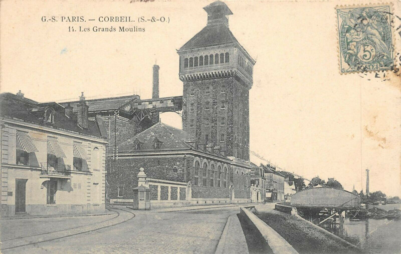 Carte postale ancienne Paris Corbeil Les Grands Moulins