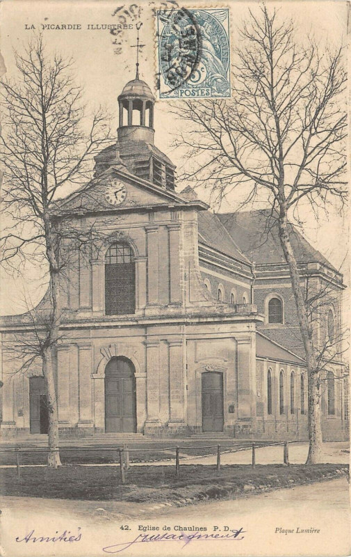 Carte postale ancienne Eglise De Chaulnes à Chaulnes