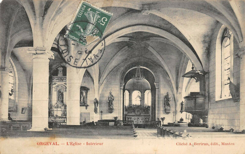 Carte postale ancienne Orgeval L'Eglise Interieur à Orgeval