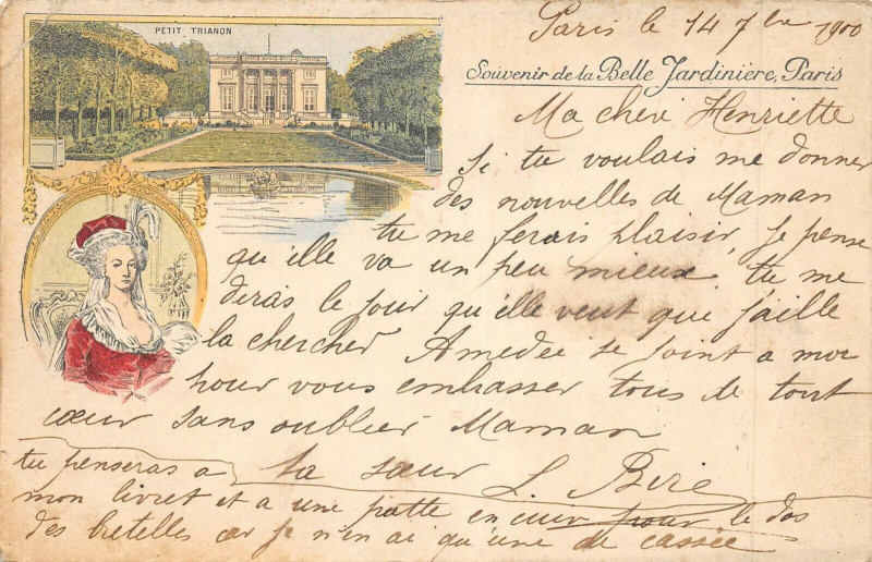 Carte postale ancienne Paris Illustrateur Souvenir De La Belle Jardiniere 14 Septembre 1900 à Paris