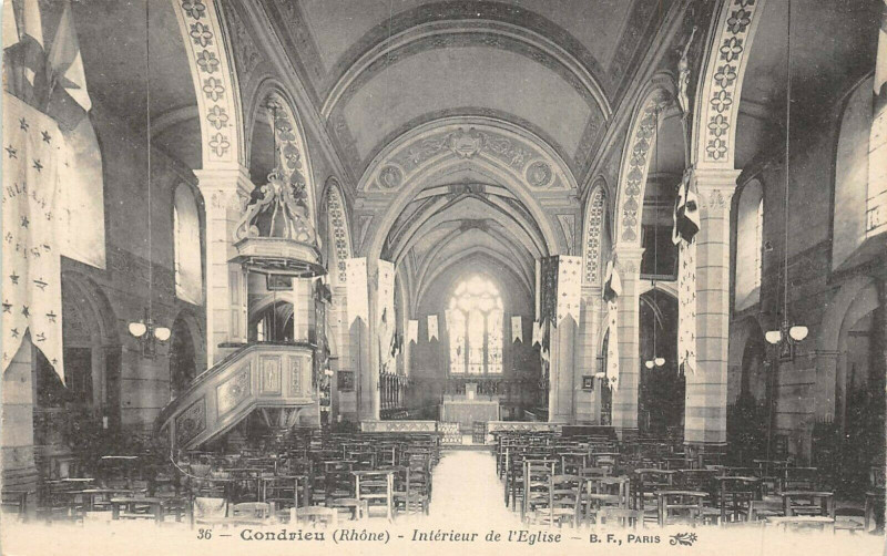 Carte postale ancienne Condrieu Interieur Eglise à Condrieu