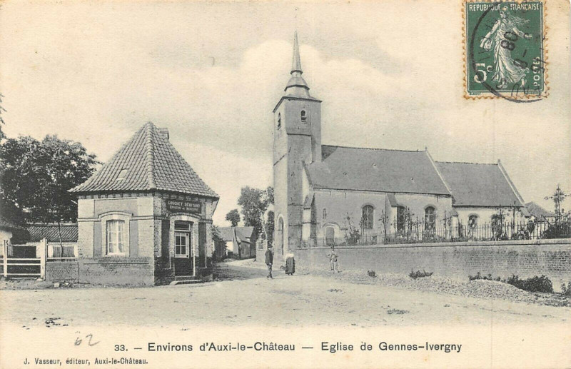 Carte postale ancienne Environs D'Auxi Le Chateau Eglise De Gennes Ivergny à Ivergny