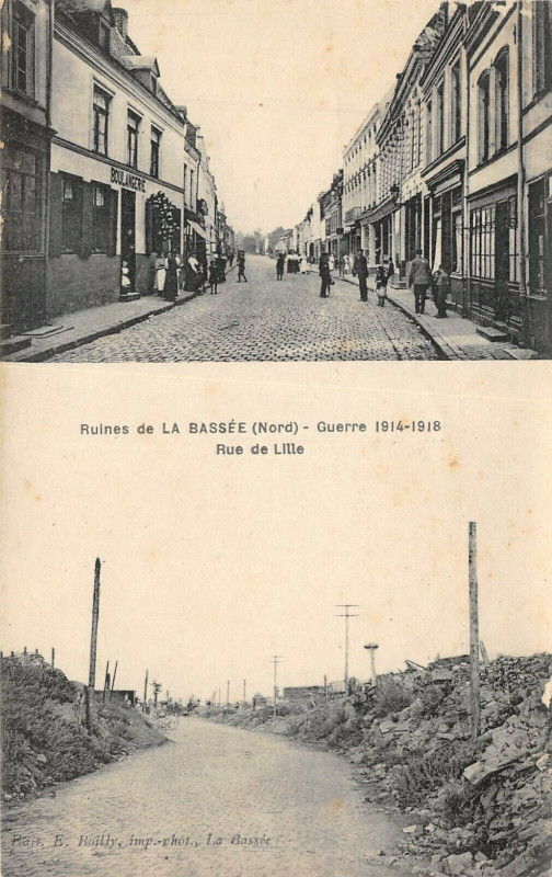 Carte postale ancienne Ruines De La Bassee Rue De Lille