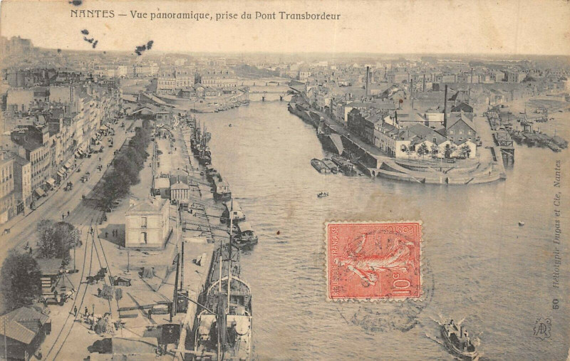 Carte postale ancienne Nantes Vue Panoramique Prise Du Pont Transbordeur à Nantes