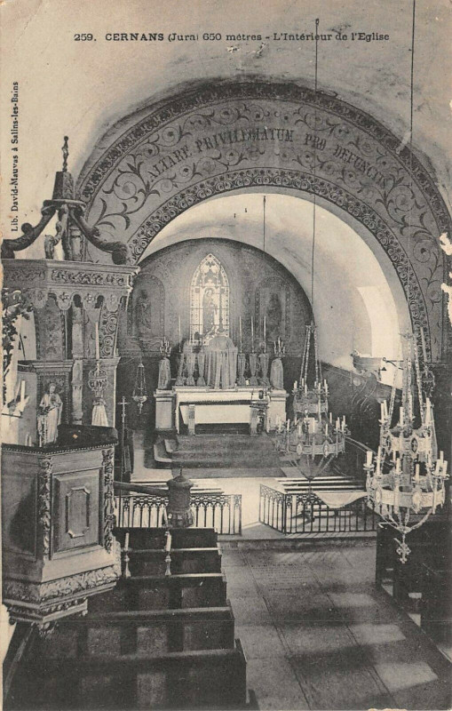 Carte postale ancienne Cernans Interieur Eglise à Cernans