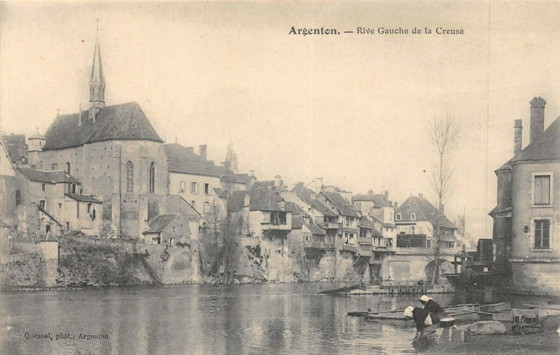 Carte postale ancienne Argenton Rive Gauche De La Creuse