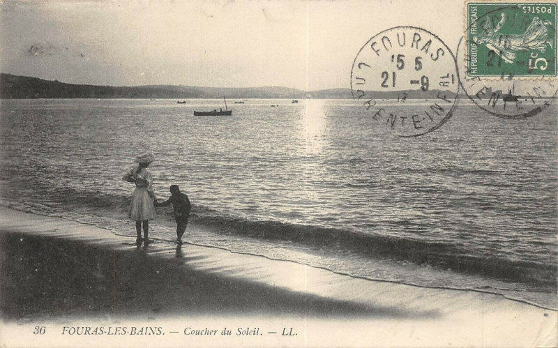 Carte postale ancienne Fouras Les Bains Coucher De Soleil à Fouras