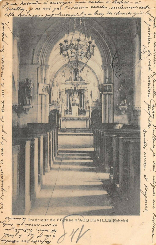 Carte postale ancienne Interieur De L'Eglise D'Acqueville