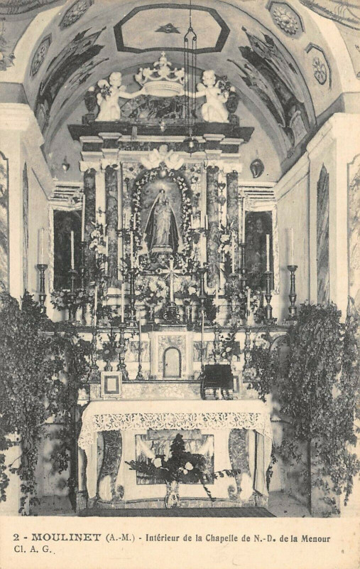 Carte postale ancienne Moulinet Interieur De La Chapelle De La Menour à Moulinet