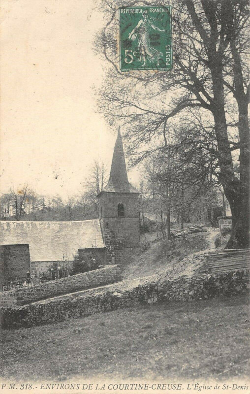 Carte postale ancienne Env. De La Courtine Creuse L'Eglise De Saint Denis à La Courtine