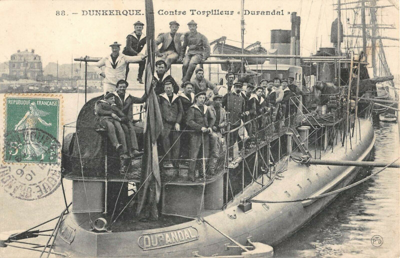 Carte postale ancienne Dunkerque Contre Torpilleur Durandal à Dunkerque