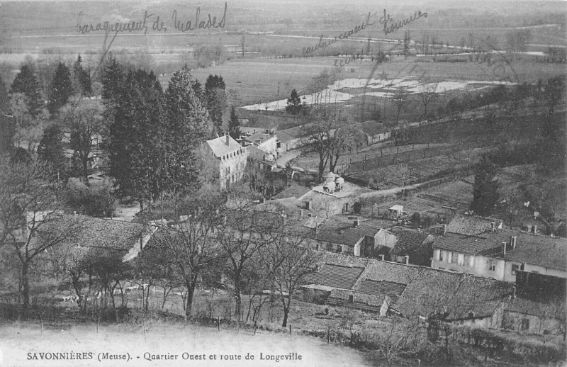 Carte postale ancienne Savonnieres Quartier Ouest Et Route De Longeville à Geville