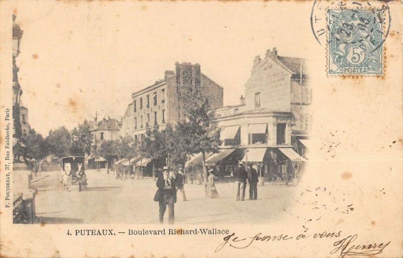 Carte postale ancienne Puteaux Boulevard Richard Wallace à Puteaux