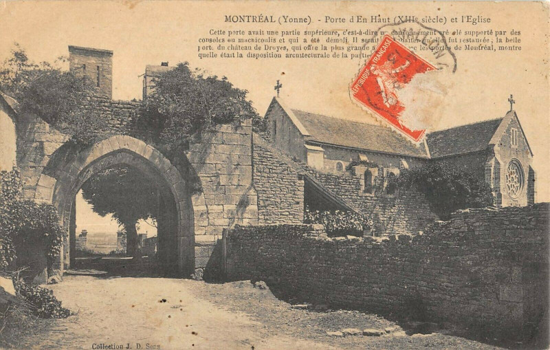 Carte postale ancienne Montreal Porte D'En Haut Et Eglise à Montréal