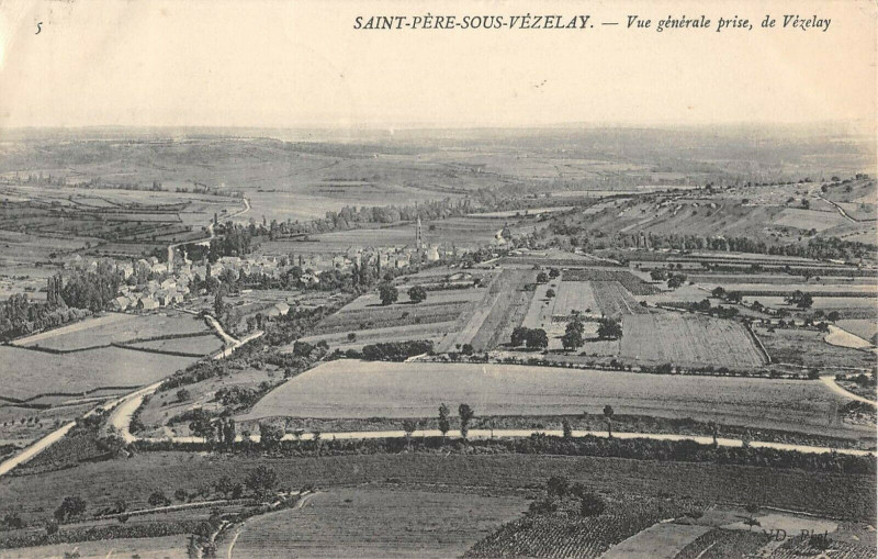 Carte postale ancienne Saint Pere Sous Vezelay Vue Generale Prise De Vezelay à Vézelay