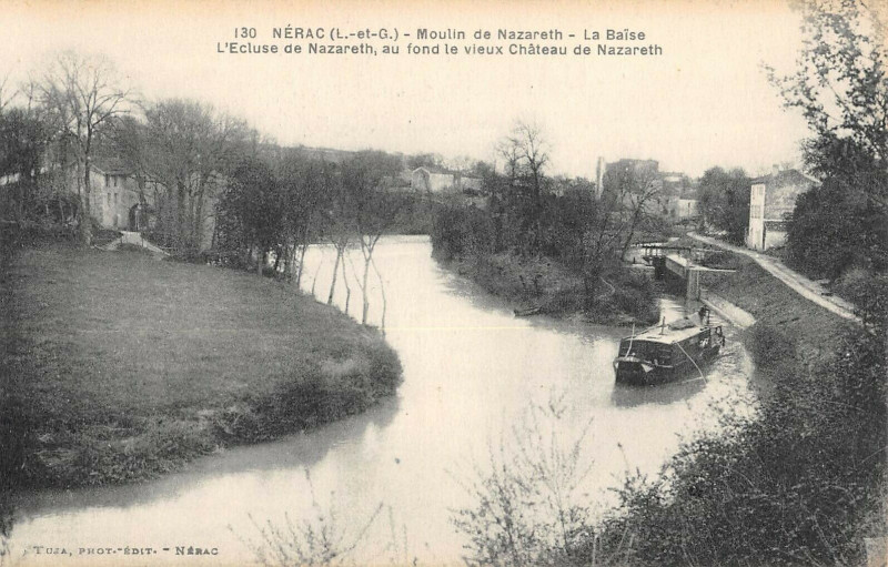 Carte postale ancienne Nerac Moulin De Nazareth La Baise Ecluse à Nérac