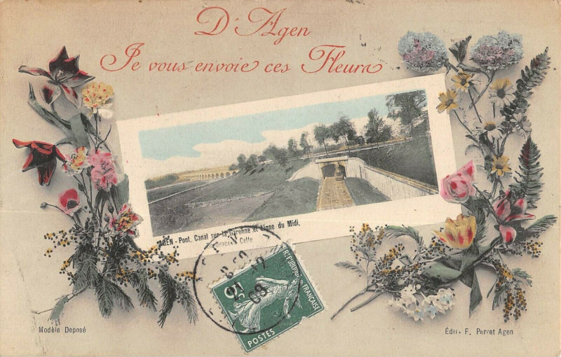 Carte postale ancienne D'Agen Je Vous Envoie Ces Fleurs à Agen