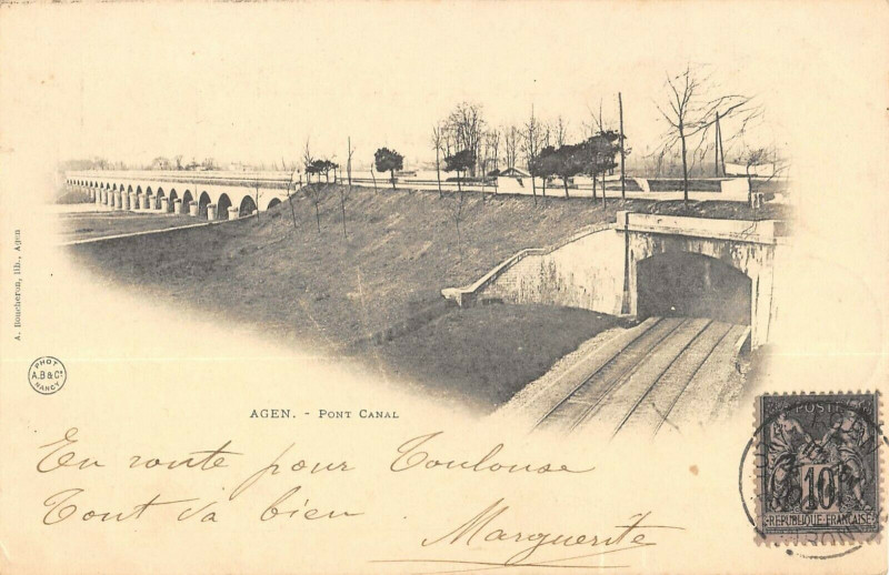 Carte postale ancienne Agen Pont Canal à Agen