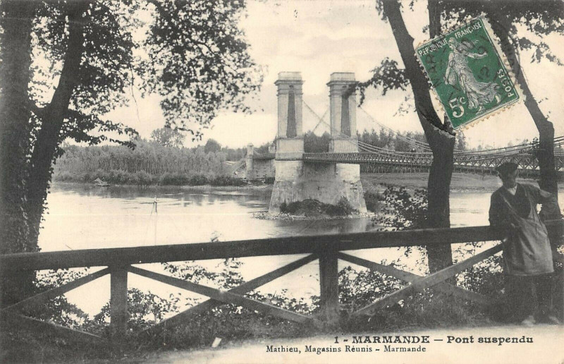 Carte postale ancienne Marmande Pont Suspendu à Marmande