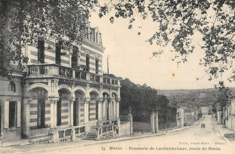 Carte postale ancienne Nerac Brasserie De Laubenheimer à Nérac