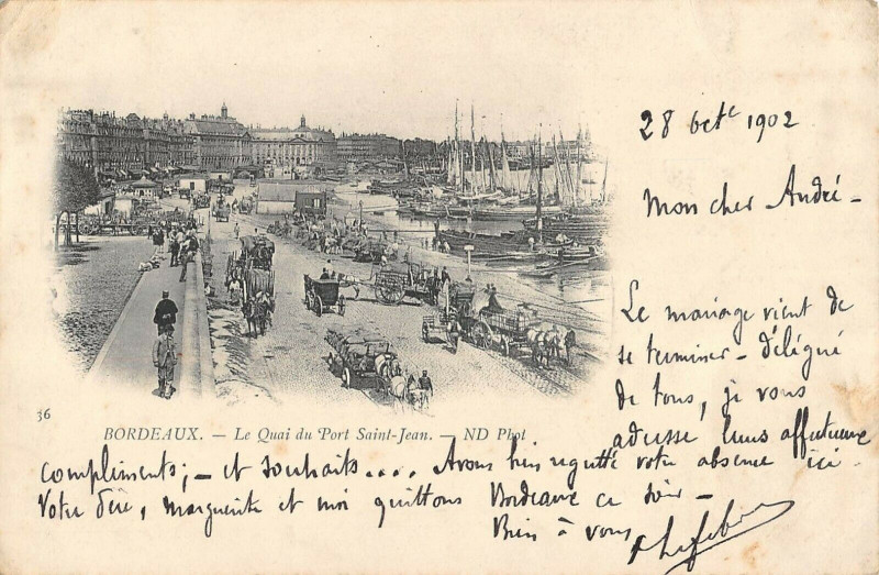 Carte postale ancienne Bordeaux Le Quai Du Port Saint Jean à Bordeaux