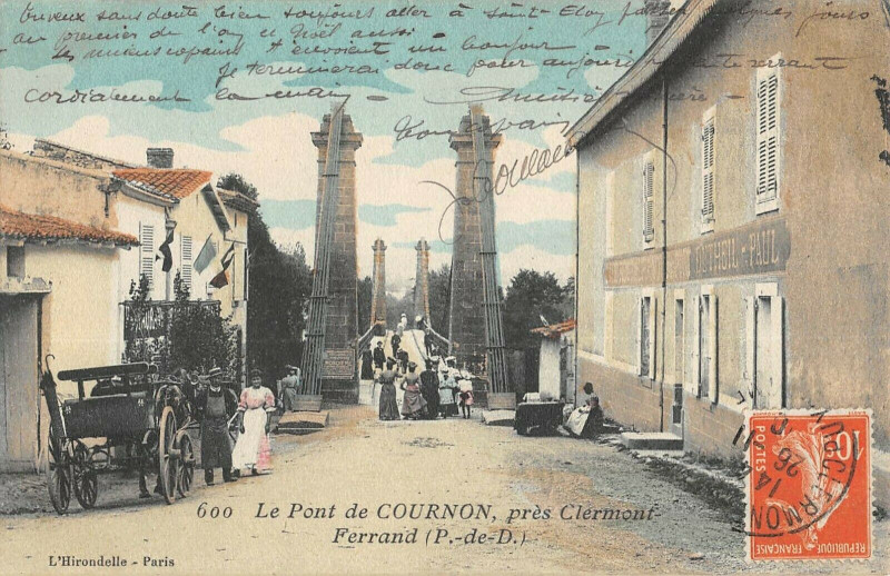 Carte postale ancienne Le Pont De Cournon Pres Clermont Ferrand (cliché colorisé à Clermont-Ferrand