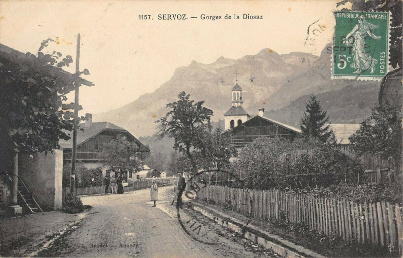 Carte postale ancienne Servoz Gorges De La Diosaz (cpa animée à Servoz