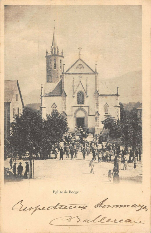 Carte postale ancienne Eglise De Boege (cpa animée à Boëge