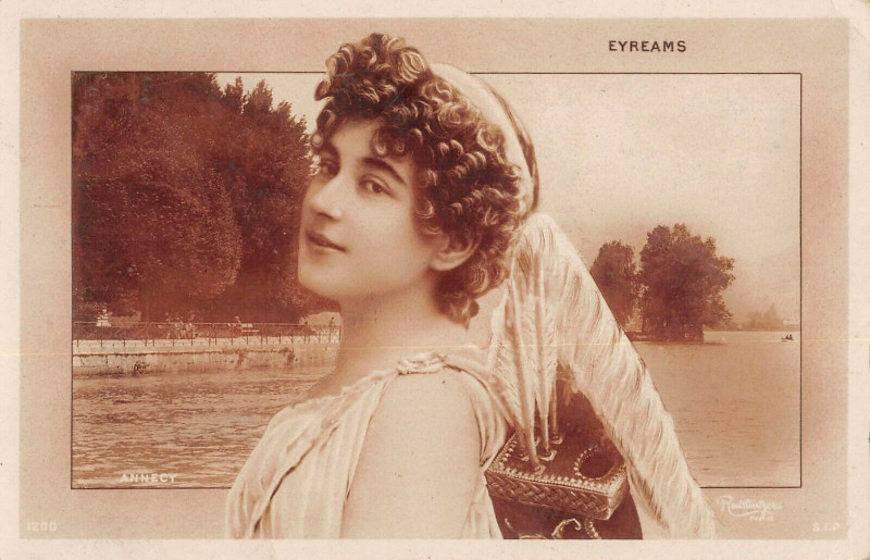 Carte postale ancienne Annecy Avec Une Actrice Des Annees 1900 Par Reutlinger Eyreams à Annecy