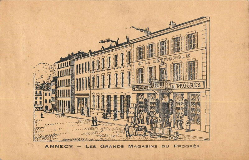 Carte postale ancienne Annecy Les Grands Magasins Du Progres à Annecy