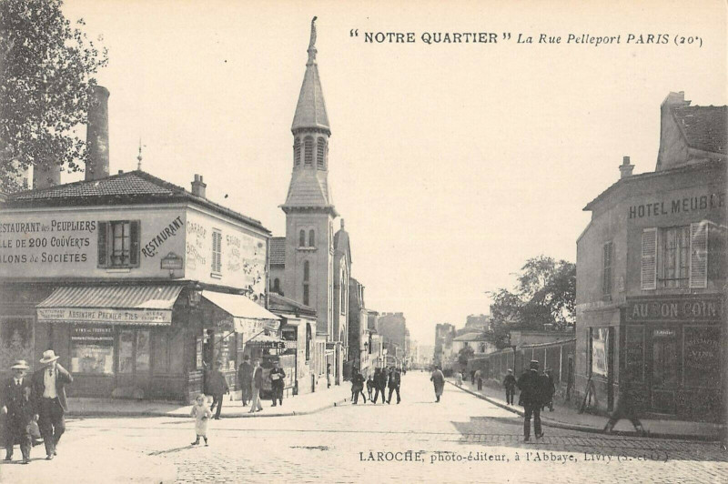 Carte postale ancienne Notre Quartier La Rue Pelleport à Paris 20e