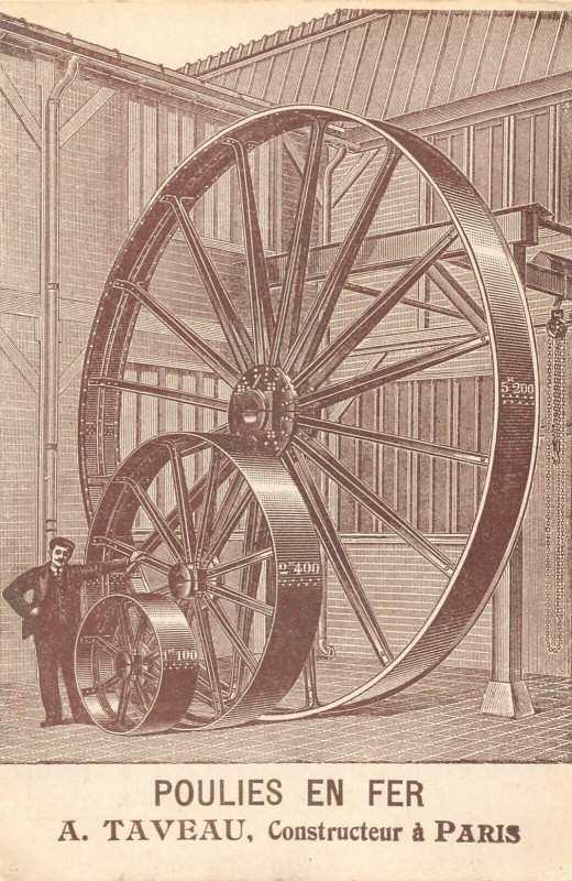 Carte postale ancienne Poulies en Fer - A. Taveau, Constructeur à Paris à Paris 20e