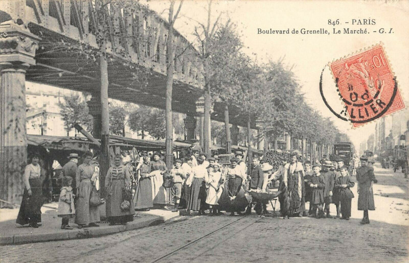 Carte postale ancienne Boulevard de Grenelle, Le Marché à Paris 15e