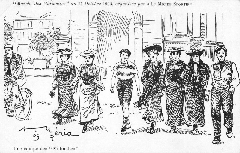 Carte postale ancienne Paris Marche Des Midinettes 1903 Une Equipe Des Midinettes à Paris