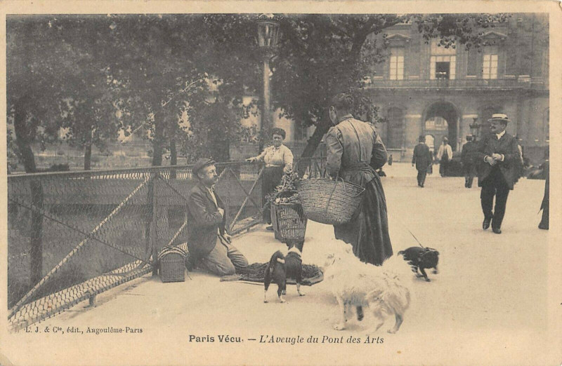 Carte postale ancienne L'Aveugle du Pont des Arts à Paris 1er