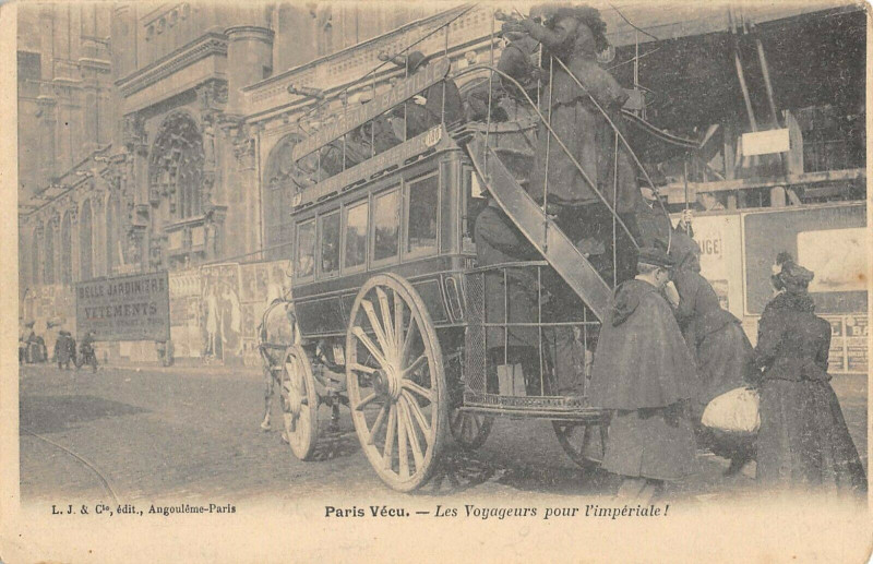 Carte postale ancienne Paris Vecu Les Voyageurs Pour L'Imperiale à Paris